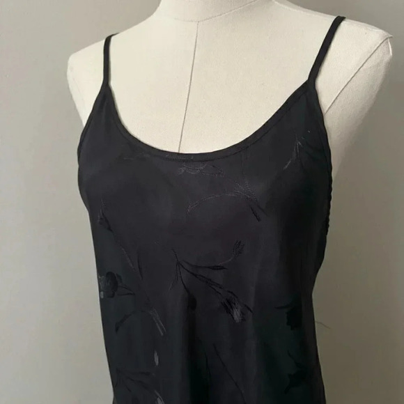 Vintage black satin floral detail slip dress M - Picture 3 of 7